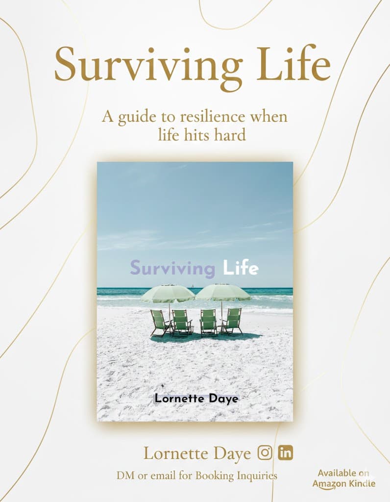 Surviving Life book cover artwork, cropped to focus on the book.