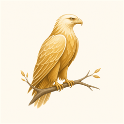 Minimal golden eagle profile avatar.