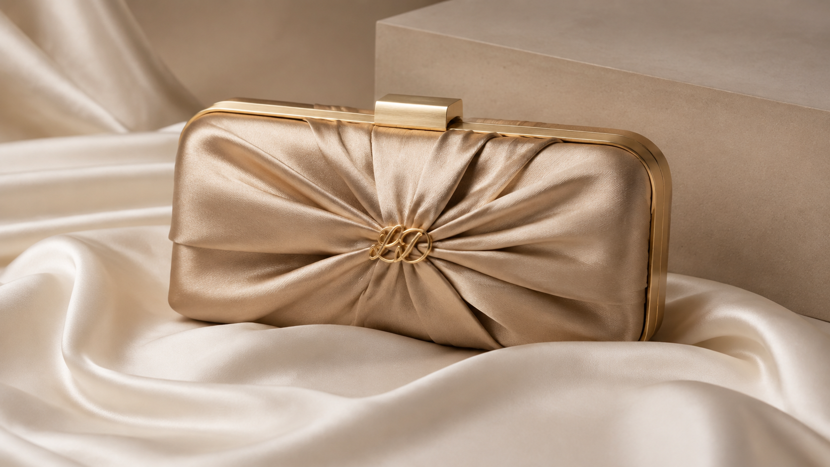 UMATTR Pleated Satin Evening Clutch