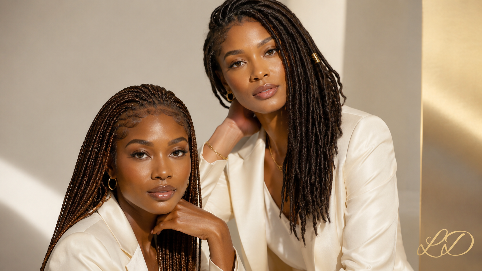 UMATTR Crown Braids, Locs & Gold Hair Cuffs